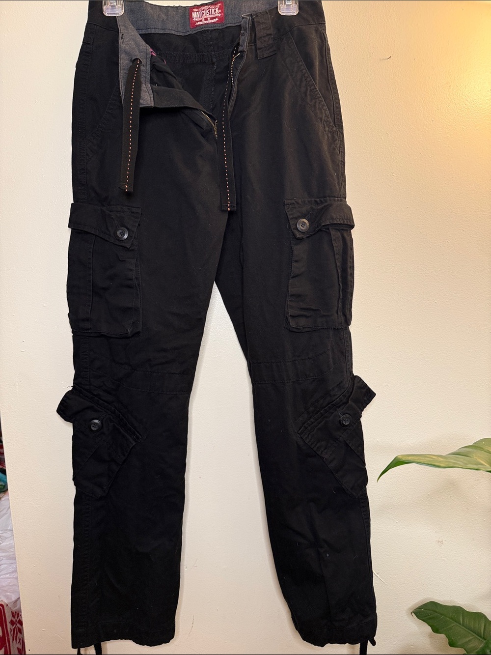 Matchstick Men’s Black Cargo Pants S/29 Y2K Utility Streetwear